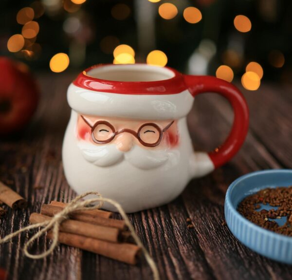 Taza decorada Santa Claus con lentes