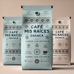 DALL·E 2024-11-17 14.09.32 – Minimalistic coffee packaging design for a premium Oaxacan coffee brand called ‘Café Mis Raíces.’ The bag is pastel blue with a matte finish, featurin DALL·E 2024-11-17 14.09.32 - Minimalistic coffee packaging design for a premium Oaxacan coffee brand called 'Café Mis Raíces.' The bag is pastel blue with a matte finish, featurin